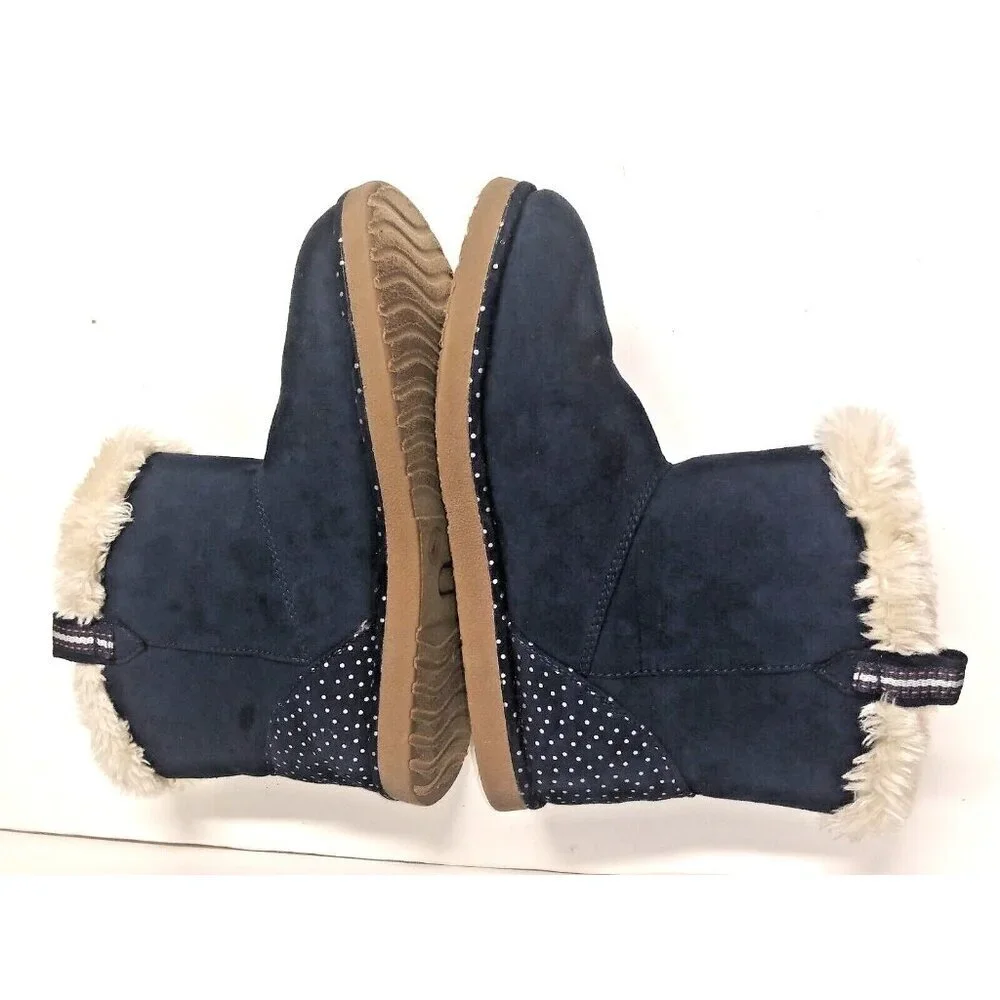 Cat And jack Winter Boots Girls Size 4 faux fur faux suede-like upper blue EUC
